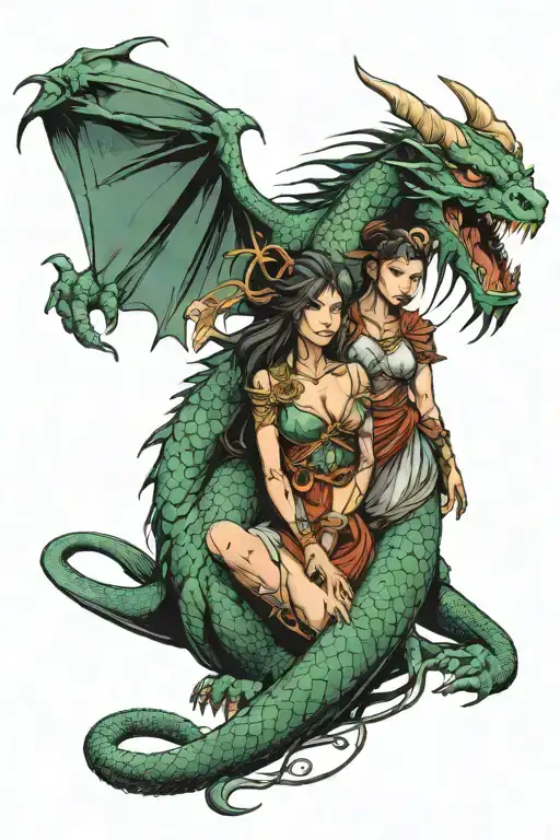 Dragon And Female Warrior