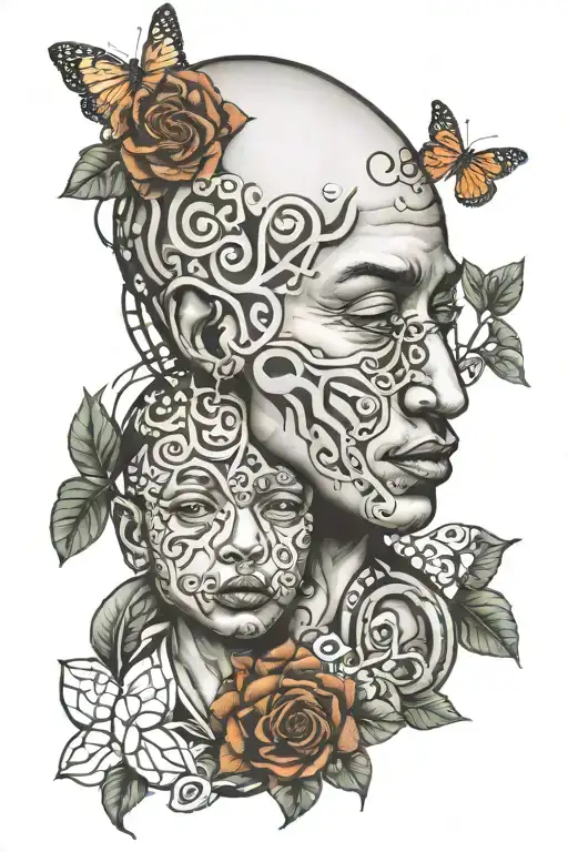 2 Baby Face With Dna Strand