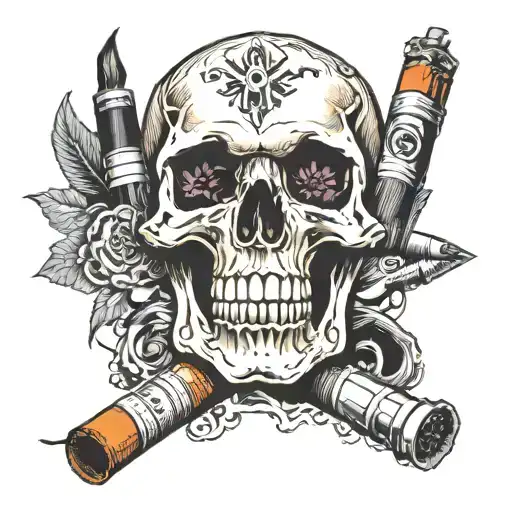 Create Tatto With Cigarettes And Skull