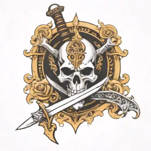 Sword With Bone Handle And Skull Guard