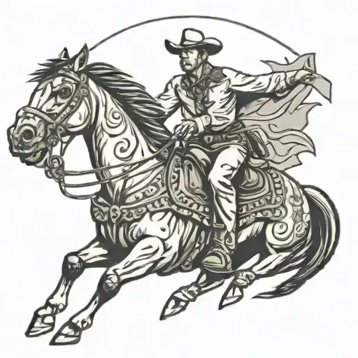 Wild West Cowboy Riding Horse