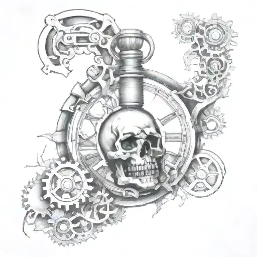Lung Cancer With Watch Surrounded By Gears