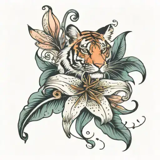 Tiger Lily Flower With Farrah In Cursive Writing