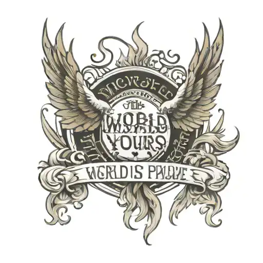 Phoenix Rising Wings Spread With The Words 'The World Is Yours Scarface' Written