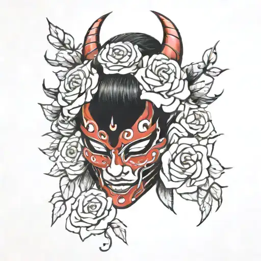 Geisha Oni Mask Rose