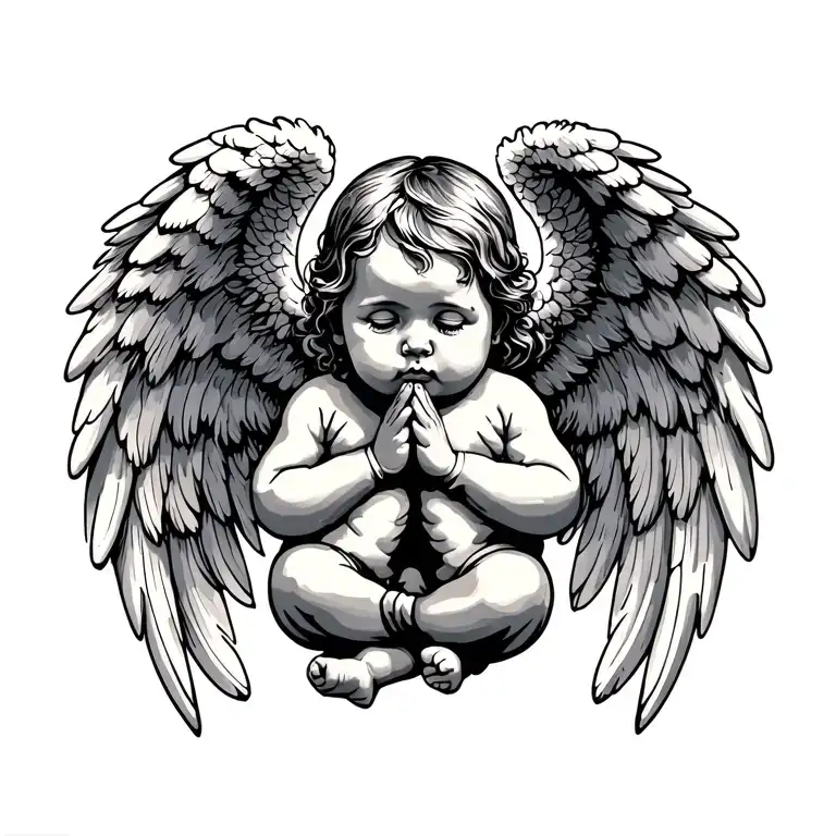 Praying Baby Angel Wings