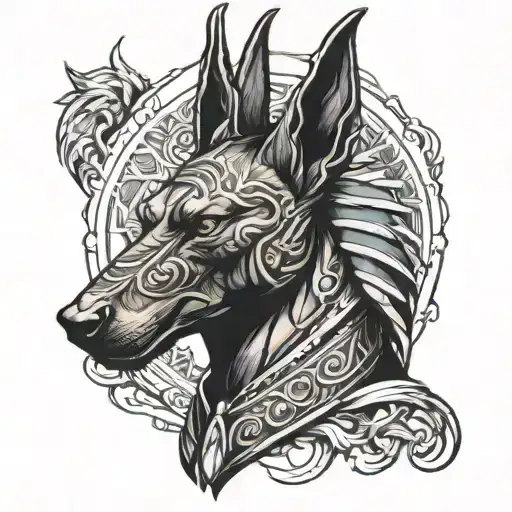 Anubis Portrait With Half