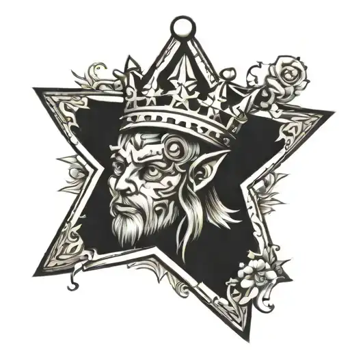 Star With Crown Surrounded