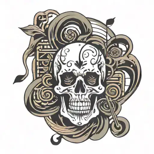 Skull And Music Note