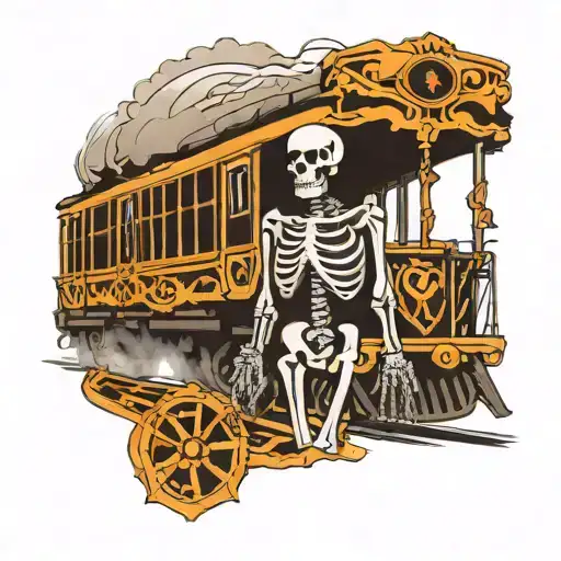 Skeleton Holding Long Island Rail Road Train