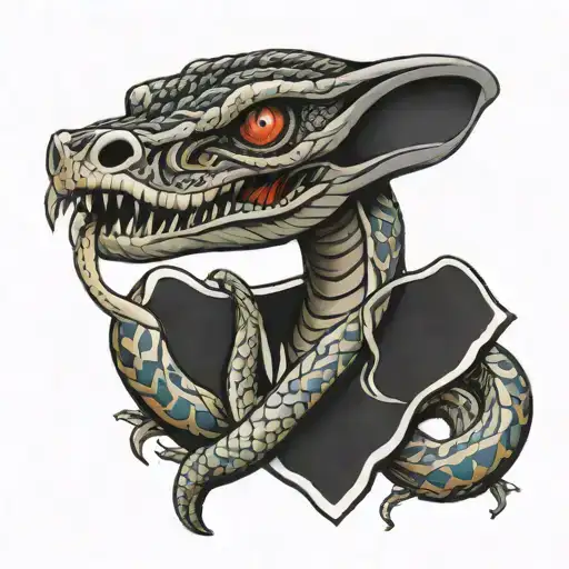 Flute Wrapping Snake Over Collar Bone Tearing Through Skin