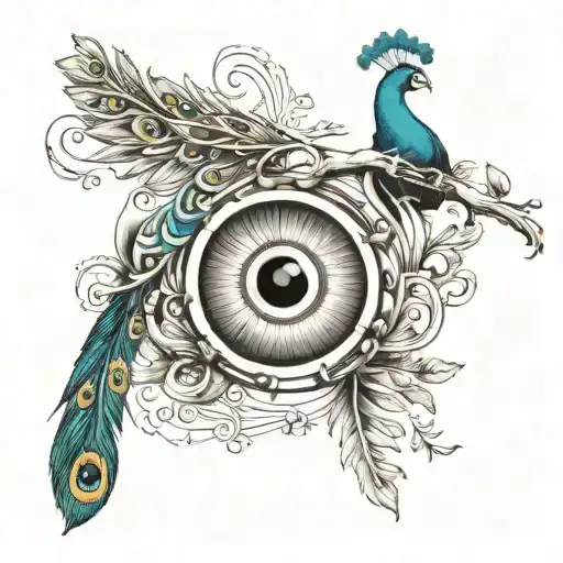 Collar Bone Wrapped By A Flute With Peacock Feather