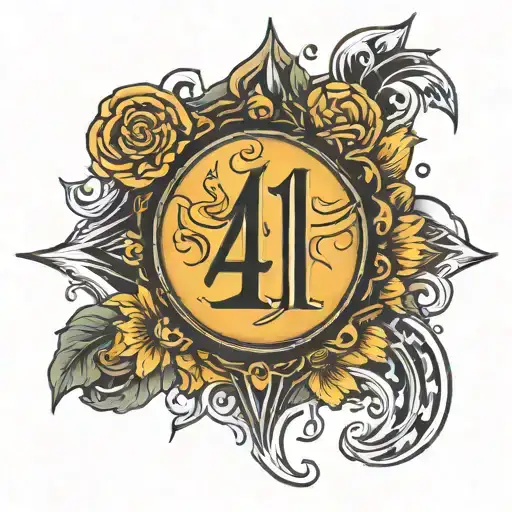 The Number 41 With Sun On One Side And Rain On The Other Side