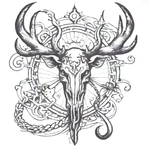 Cross With Antlers And Fishing Hook