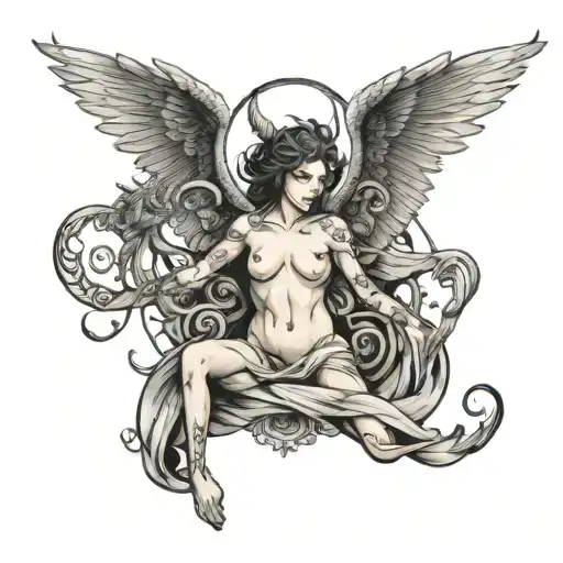 Angel Demon Wings Spread Wide