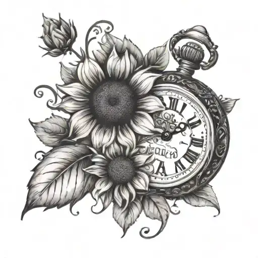 Pocketwatch Incorporating A Sunflower With The Name Bella