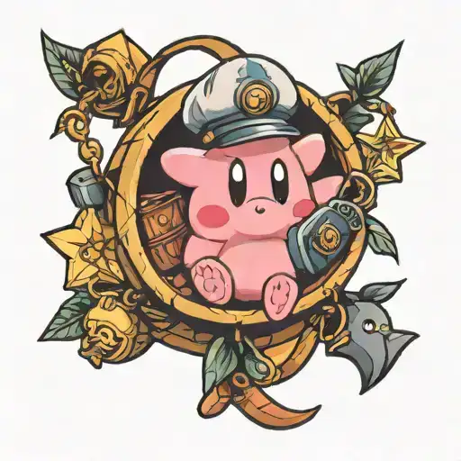 Kirby With Baby Kirby In A Satchel