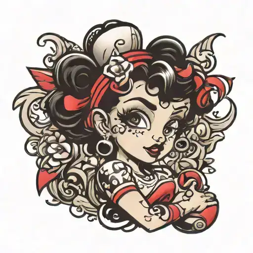 Create A Black And White Rocker Betty Boop Tattoo On The Arm