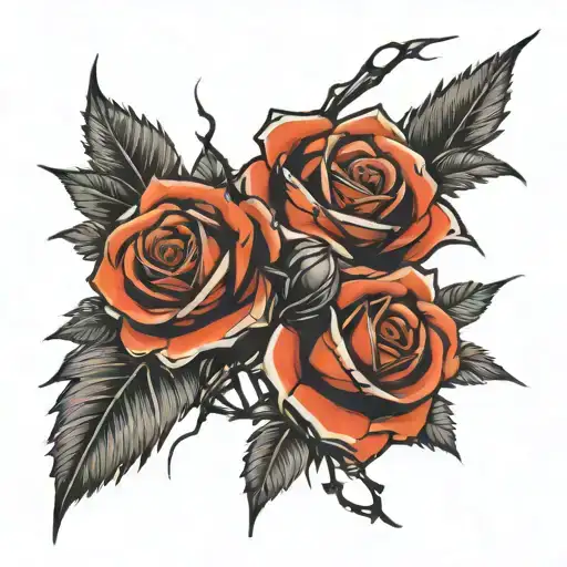 Barb Wire Wraped Around Rose