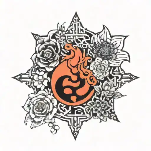 Cummpus Eing Yang Symbol And Flower