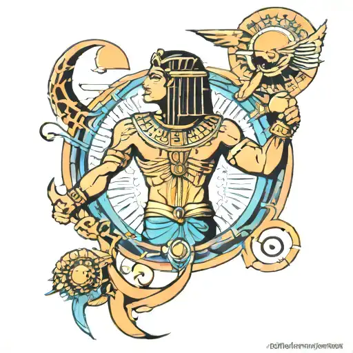 Atlas Egyptian God Back Tatto