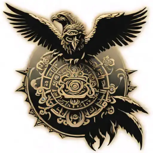 Aztec Calendar And Pyramid