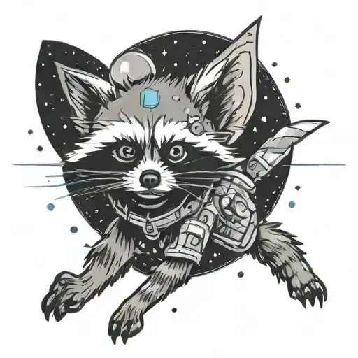 Fierce Raccoon Coming Out Of Space