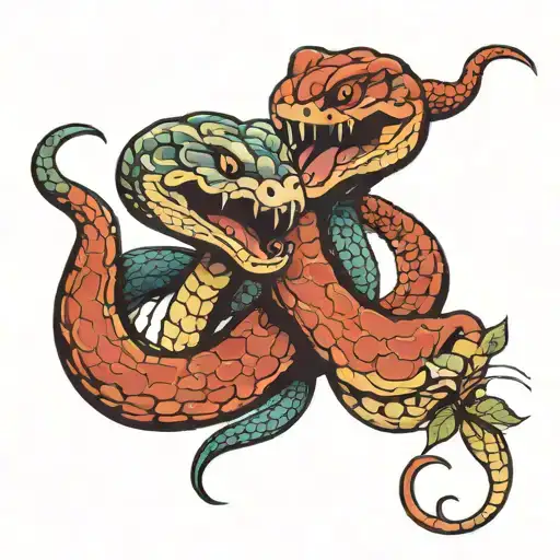 Two Headed Snake Eating A Two Headad Mouse