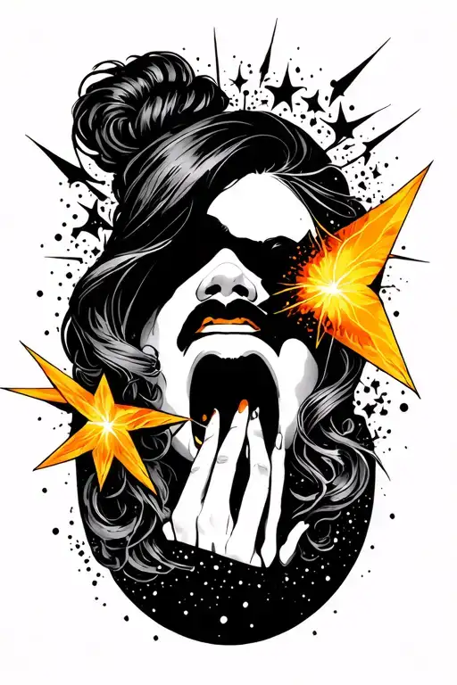 Black Hole Eating Star With Woman Face