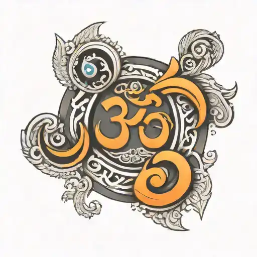 3D Trishul On A Om Symbol Surrounded
