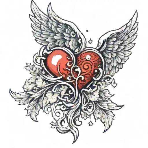 Heart With Half Snowflakes And The Other Half Angel Wings