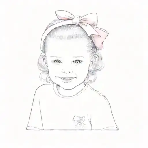 A Little Girl With A Pink Bow On Her Head