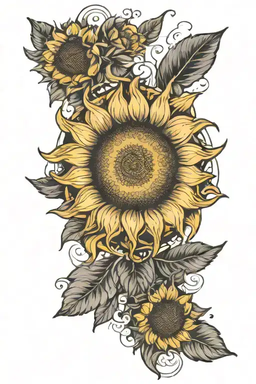 Sun And Sunflower Intertwined