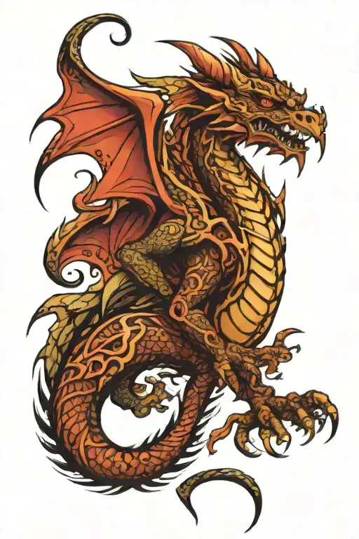 Tribal Dragon With Warriors Around It