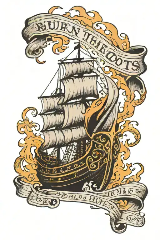Viking Ship On Fire And A Banner Saying Burn The Bouts