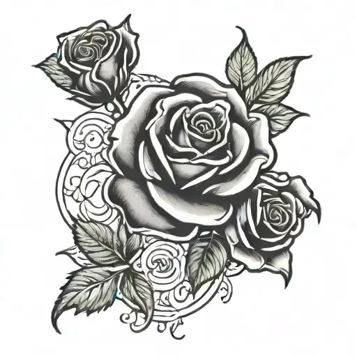 Name Intertwined Rose Surrounded