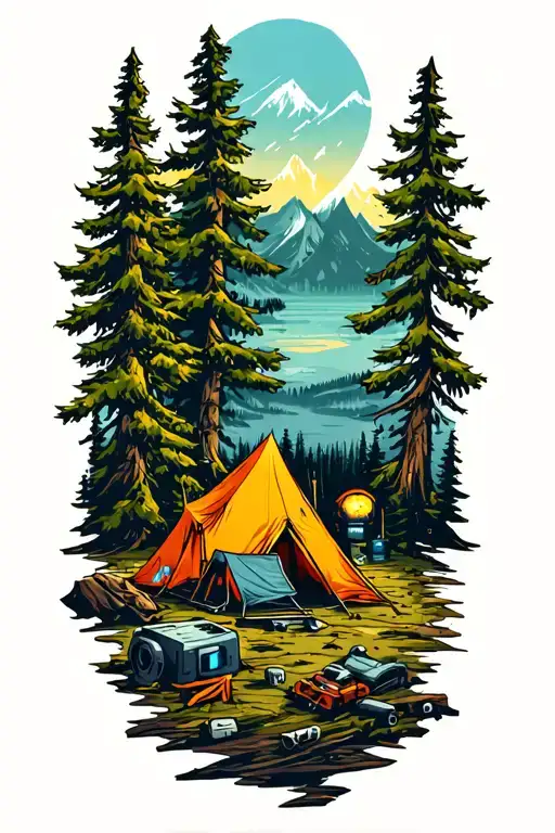 A High-tech Camping Scene With A Virtual Reality Twist