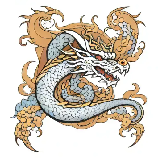 Dragon On The Whole Arm In Lotus Flowers
