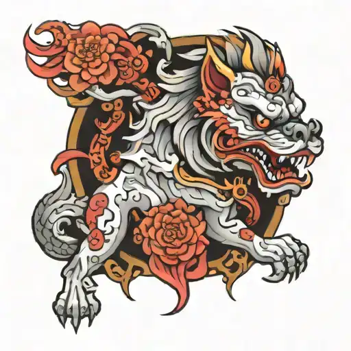 Foo Dog With Wolf Spirit