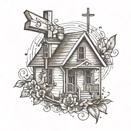 A House With Music Notes And Jesus Christ And A Angle