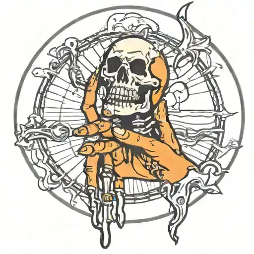 Skeletion Hand Holding The Moon Tarot Card