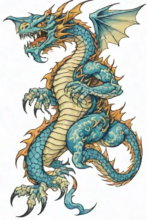 Fearful Dragon And Blue Lightness