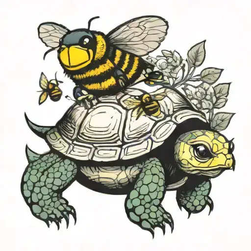 Turtle And Bumble Bee Flying
