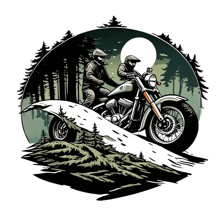 Forest With A Motorcycle