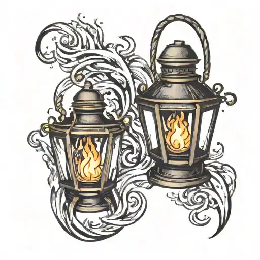 Latern With Fire Flames