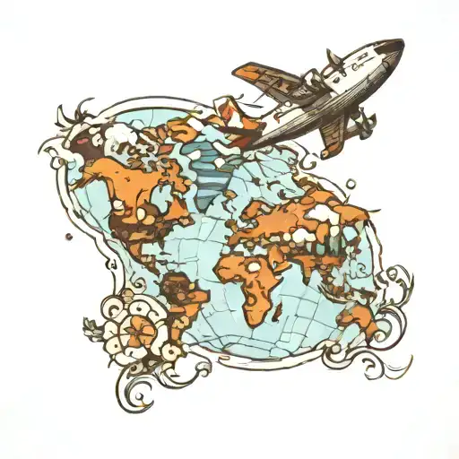 World Map With Airplane