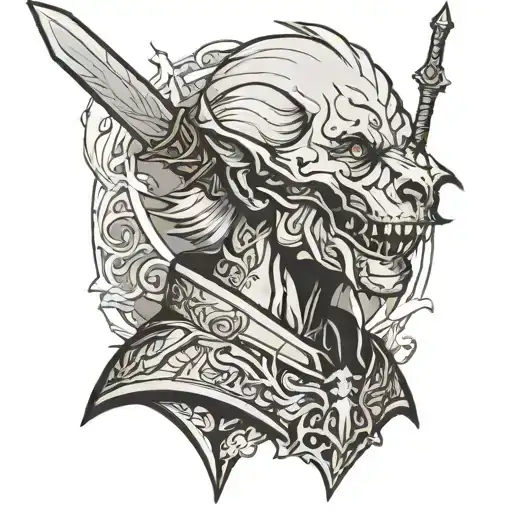 Fenris With A Sword In His Mouth