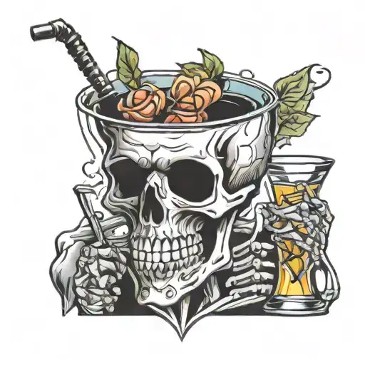 Skeleton Drinking Cocktail