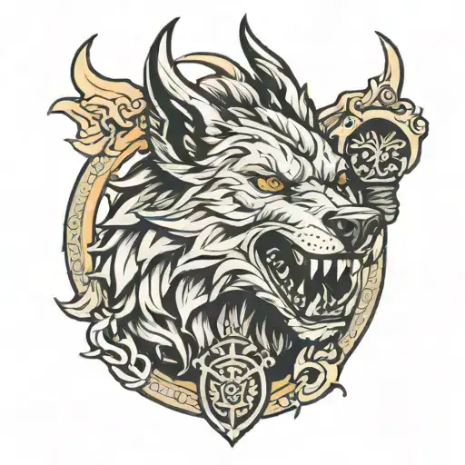Fenrir With A Sword In His Mouth