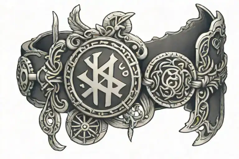 A Bracelet With The Rune Of Happiness - Love - Money And With The Letter Y In The Center